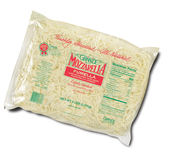 Grande Fumella Smoked Mozzarella Part Skim Shredded 4/5lb (frozen)