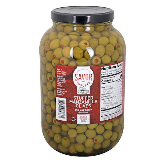 Olives Imported - Stuffed Manzanilla 340/360ct 4/1 Gal *** Special Order ***