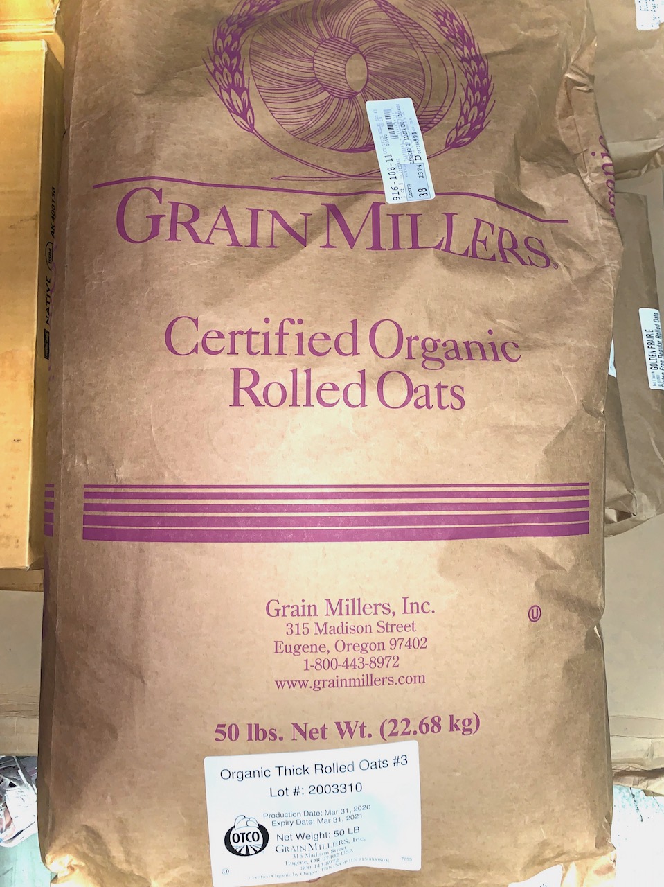 Oats Organic Rolled 50lb - Sold by PACK