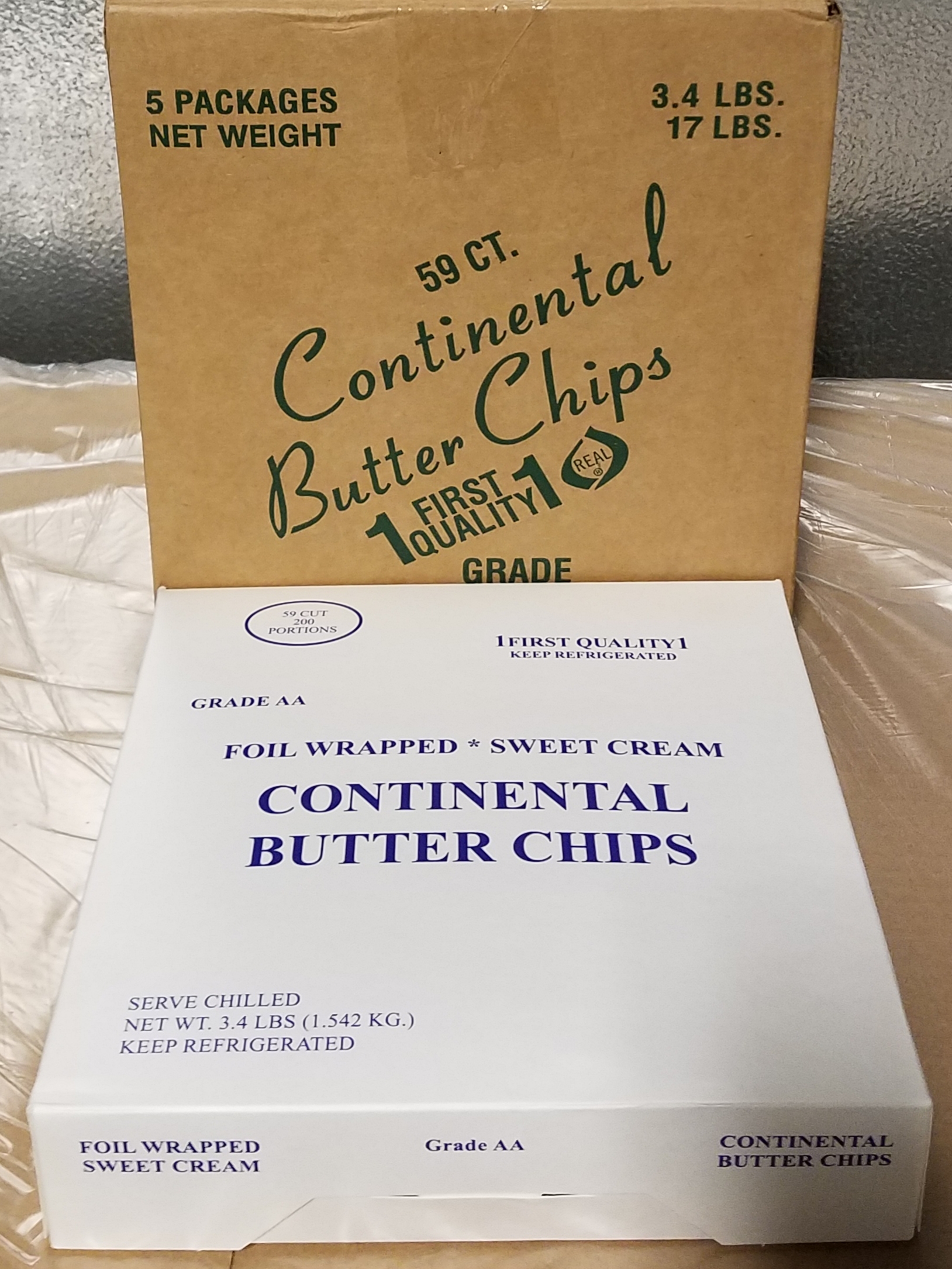 Butter Continental Chips 5/59 piece 17lb (Foil wrapped) - Sold by PACK