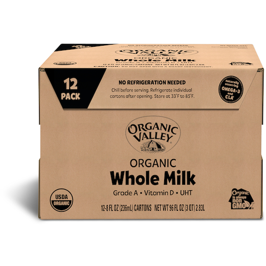 Milk Shelf Stable Aseptic Organic Whole Milk 12/8oz - Sold by PACK