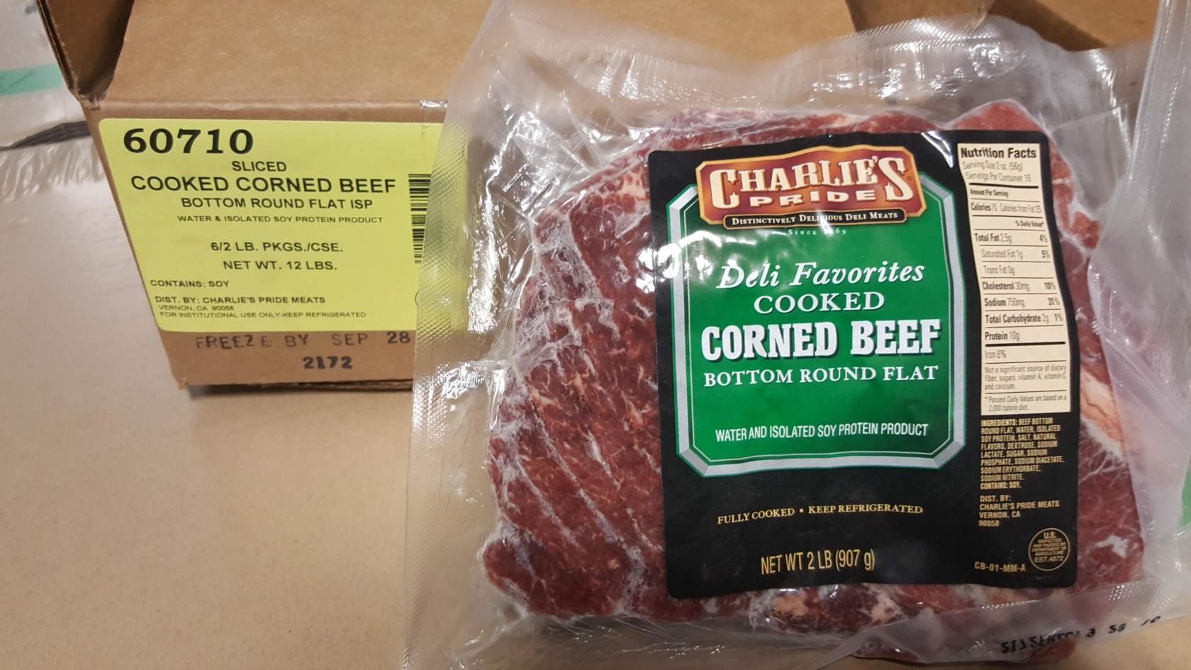 Corned Beef Flat SLICED 6/2lb - Sold by EA