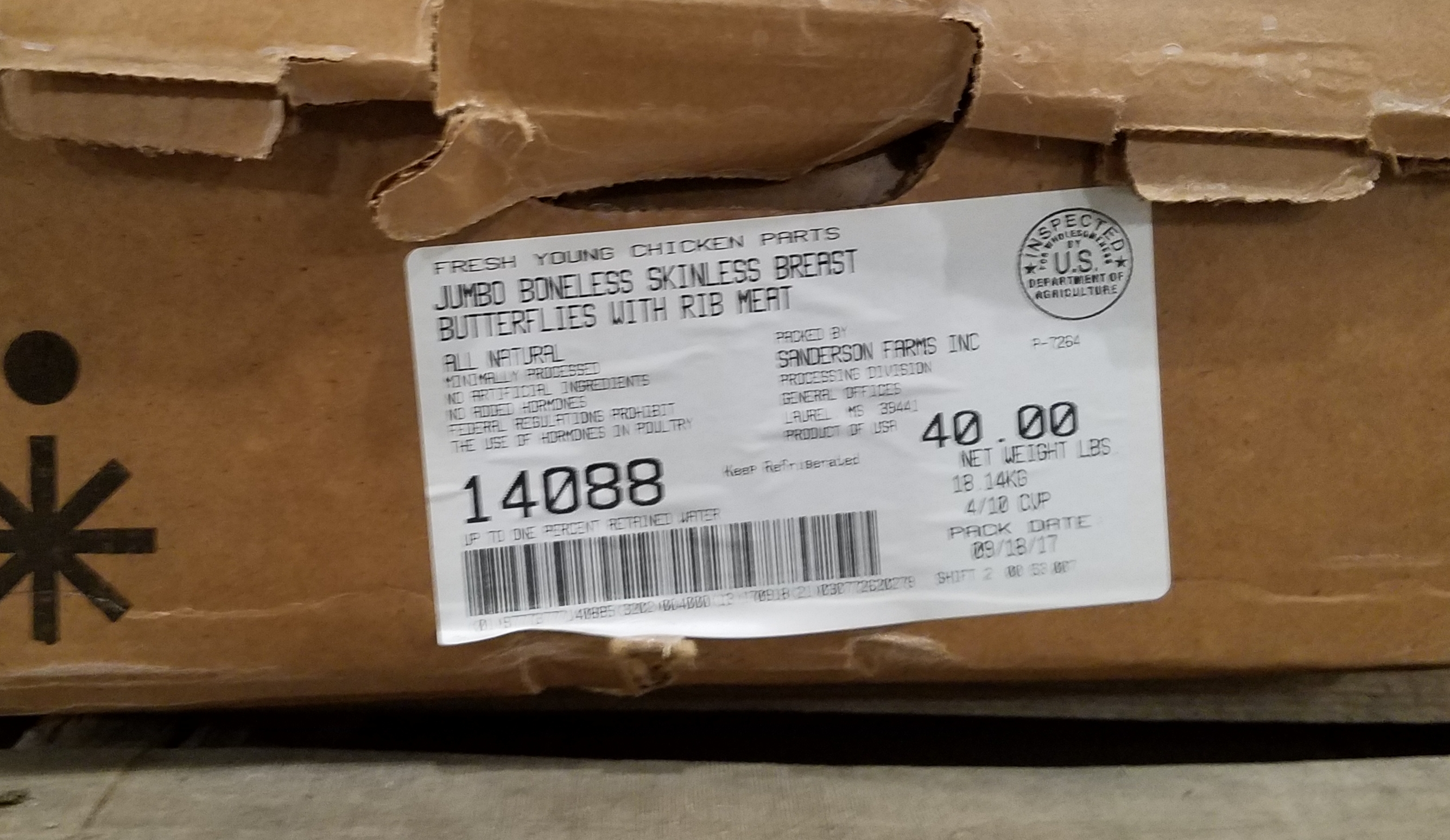 Chicken Breast Boneless Skinless 4/10lb - Sold by PACK