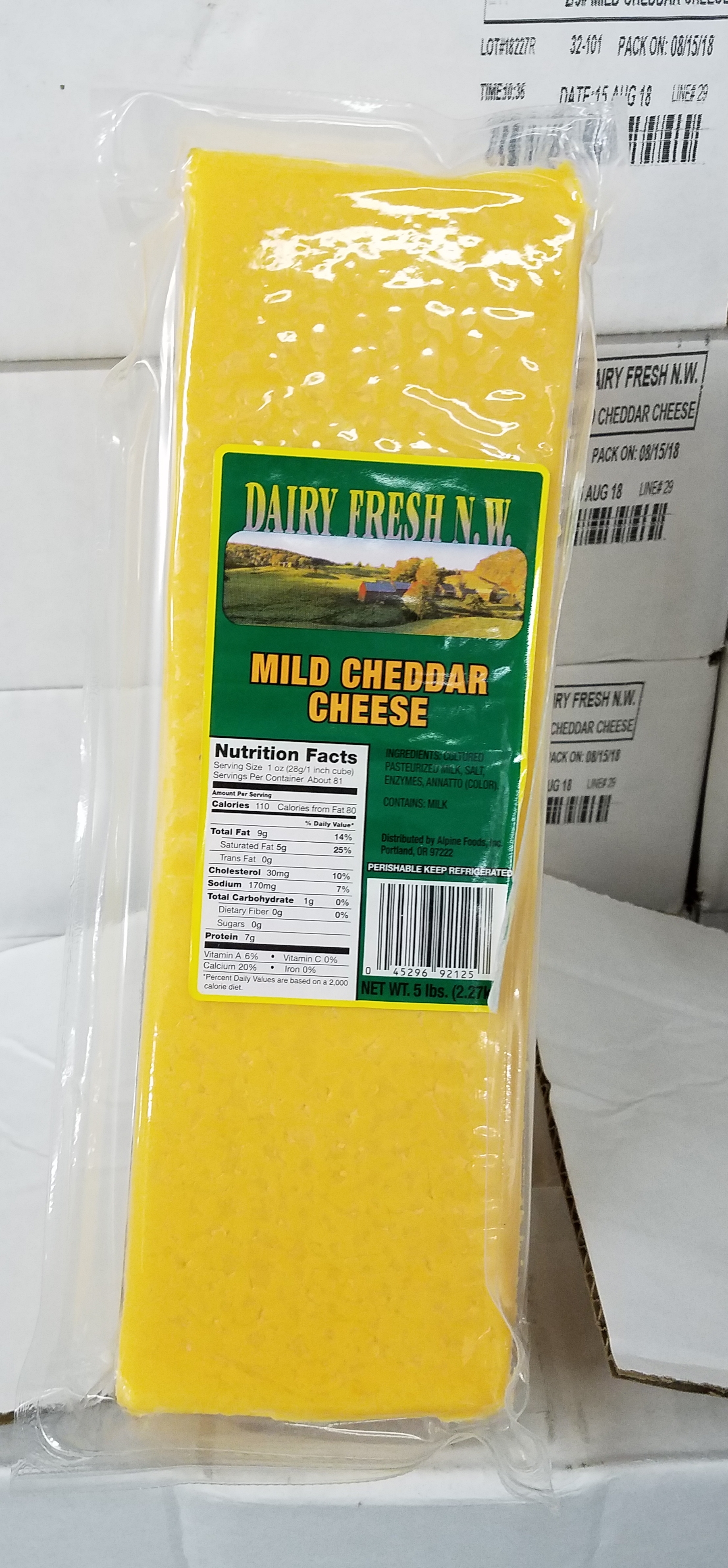 Cheese Loaf Mild Yellow Cheddar 2/5lb - Sold by EA