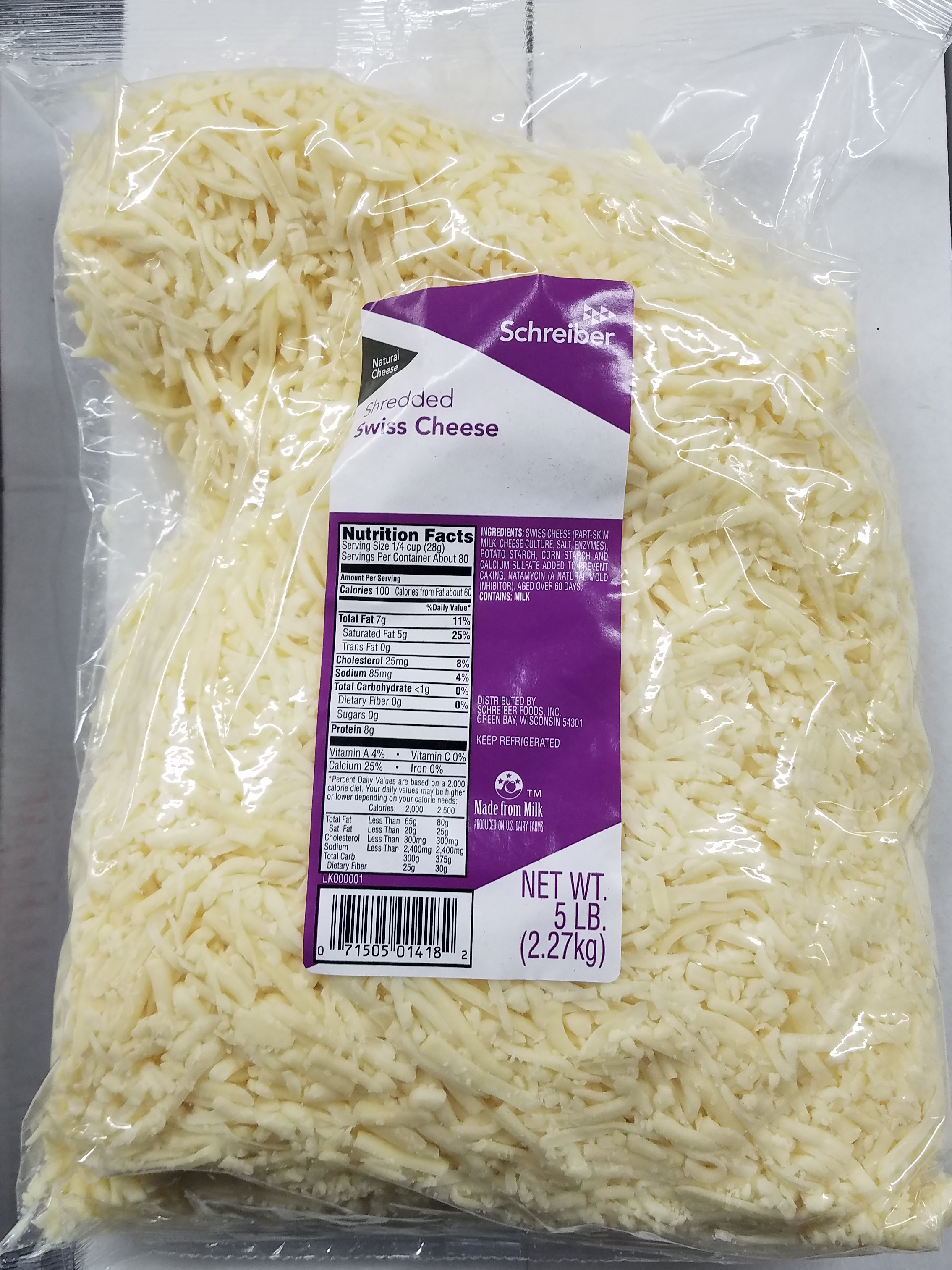 Cheese Shredded Swiss (Feathered) 4/5lb - Sold by EA - Click Image to Close