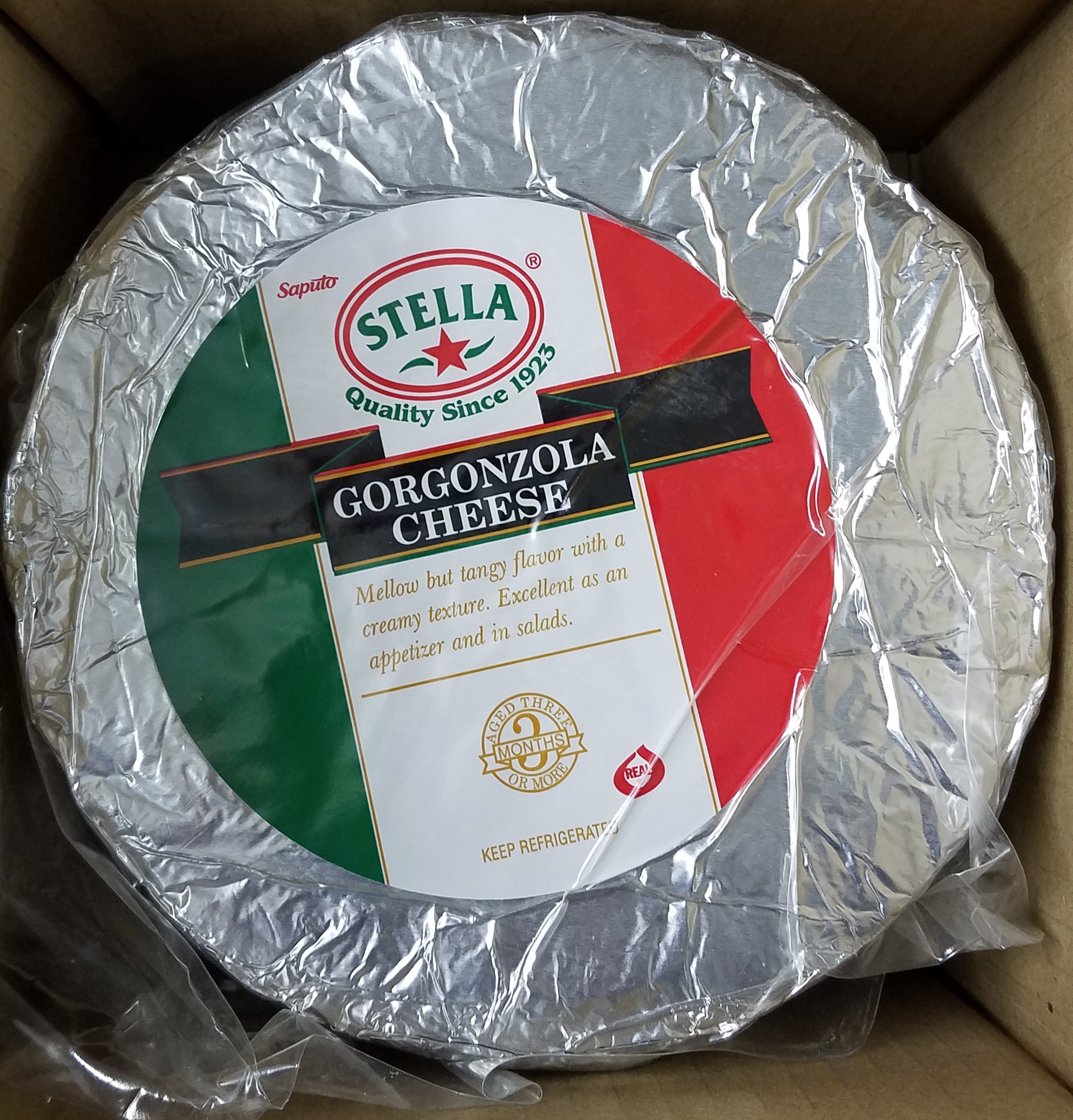 Cheese Wheel Gorgonzola Foil 1/7lb - Sold by PACK