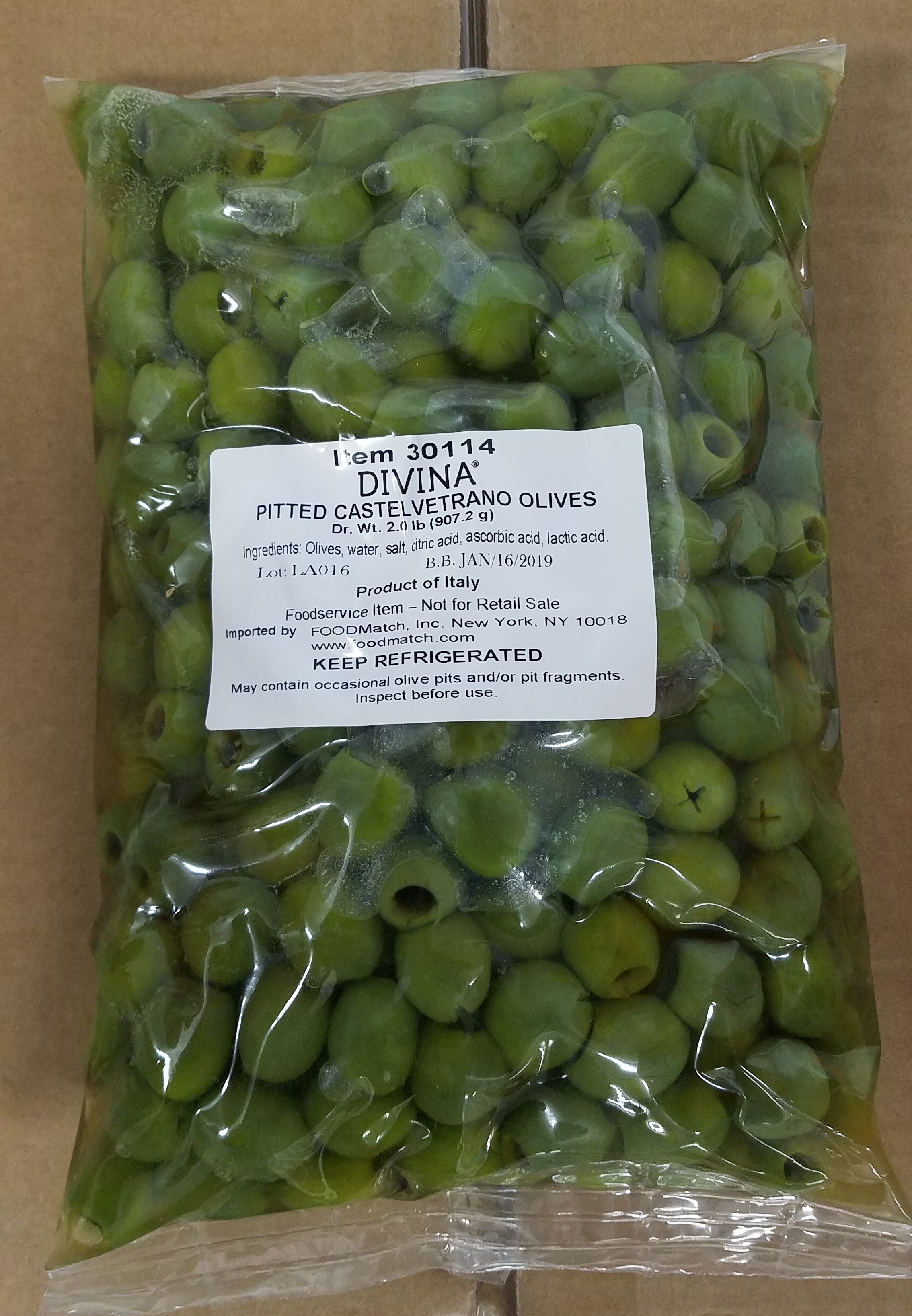 Olives Italian Castelvetrano Pitted 4/2lb Bags - Sold by EA