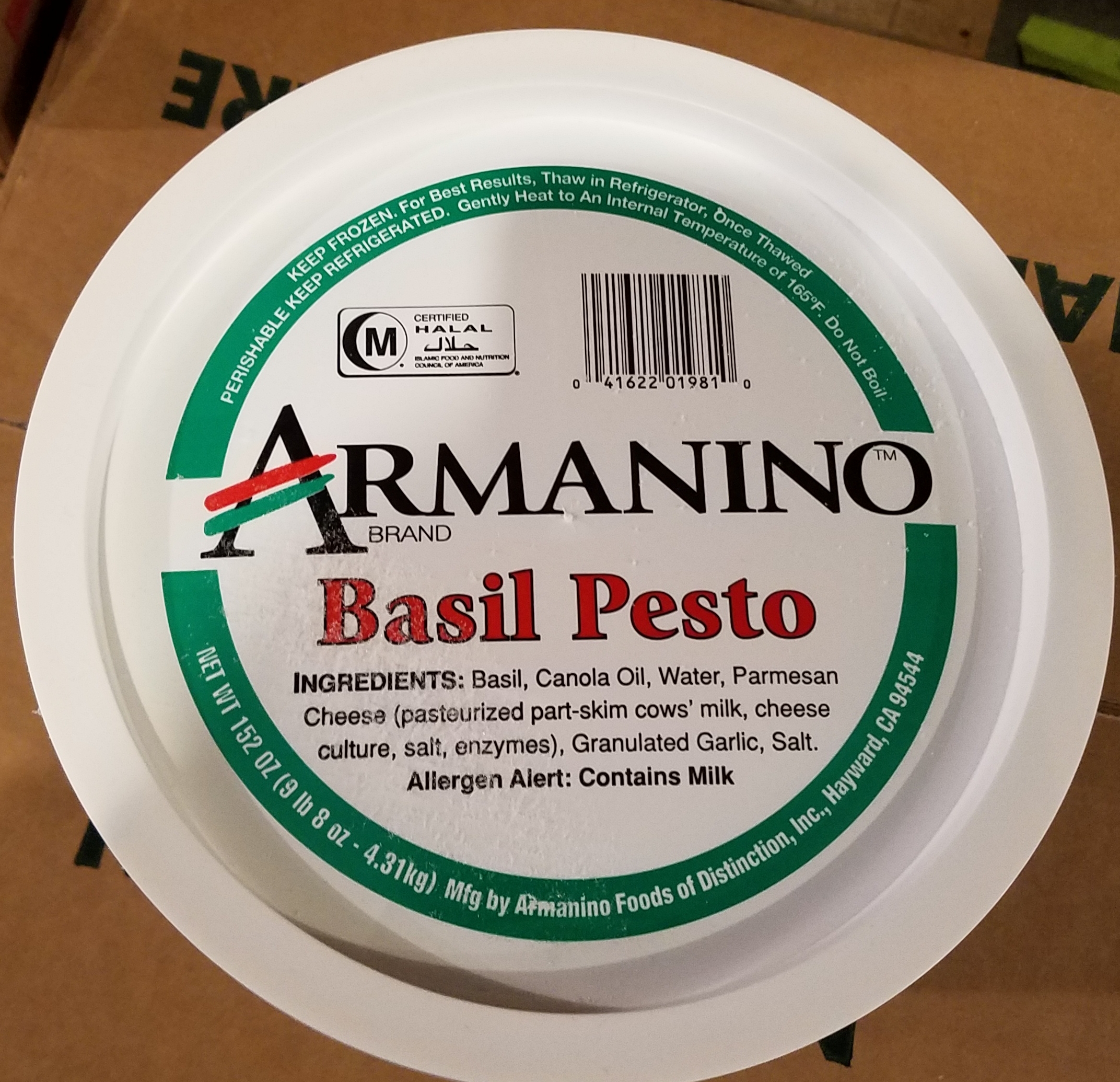 Pesto Basil Armanino Foods 4/9lb - Sold by EA