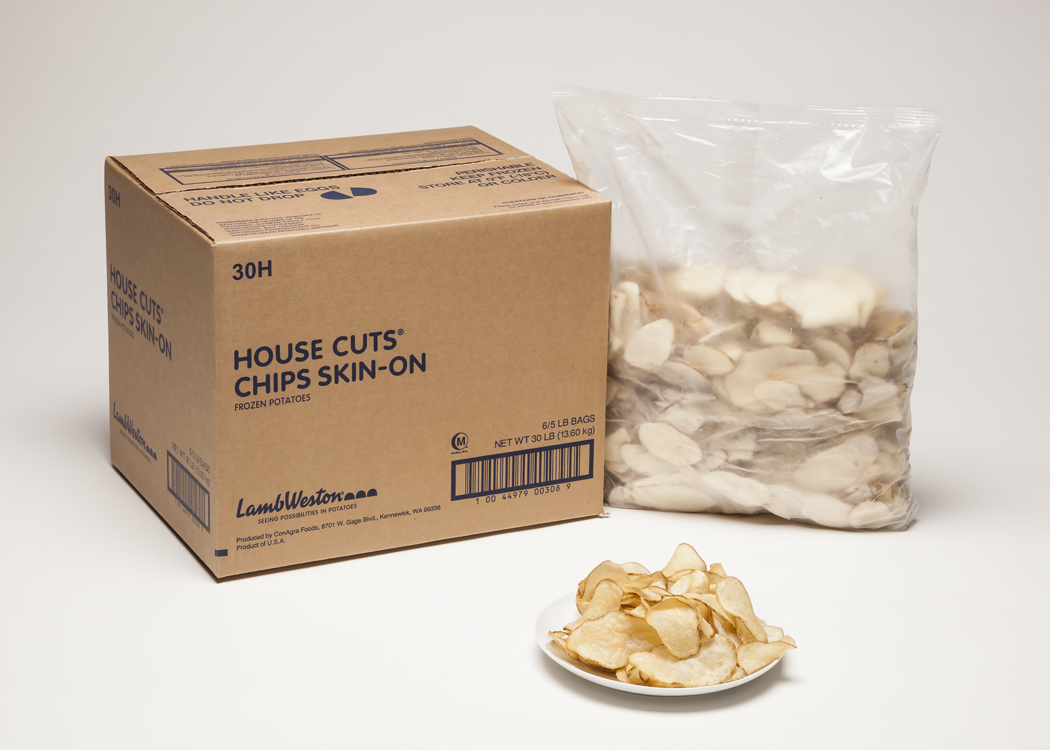 Potato Chips Skin On House Cut 30-H 6/5lb - Sold by PACK