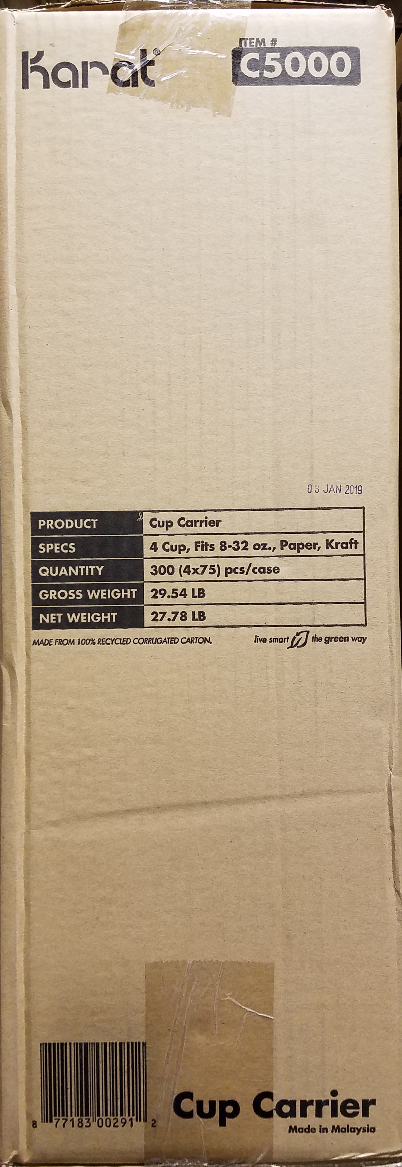4 Cup Carrier Molded fits 8-32oz Cup 300/cs - Sold by PACK