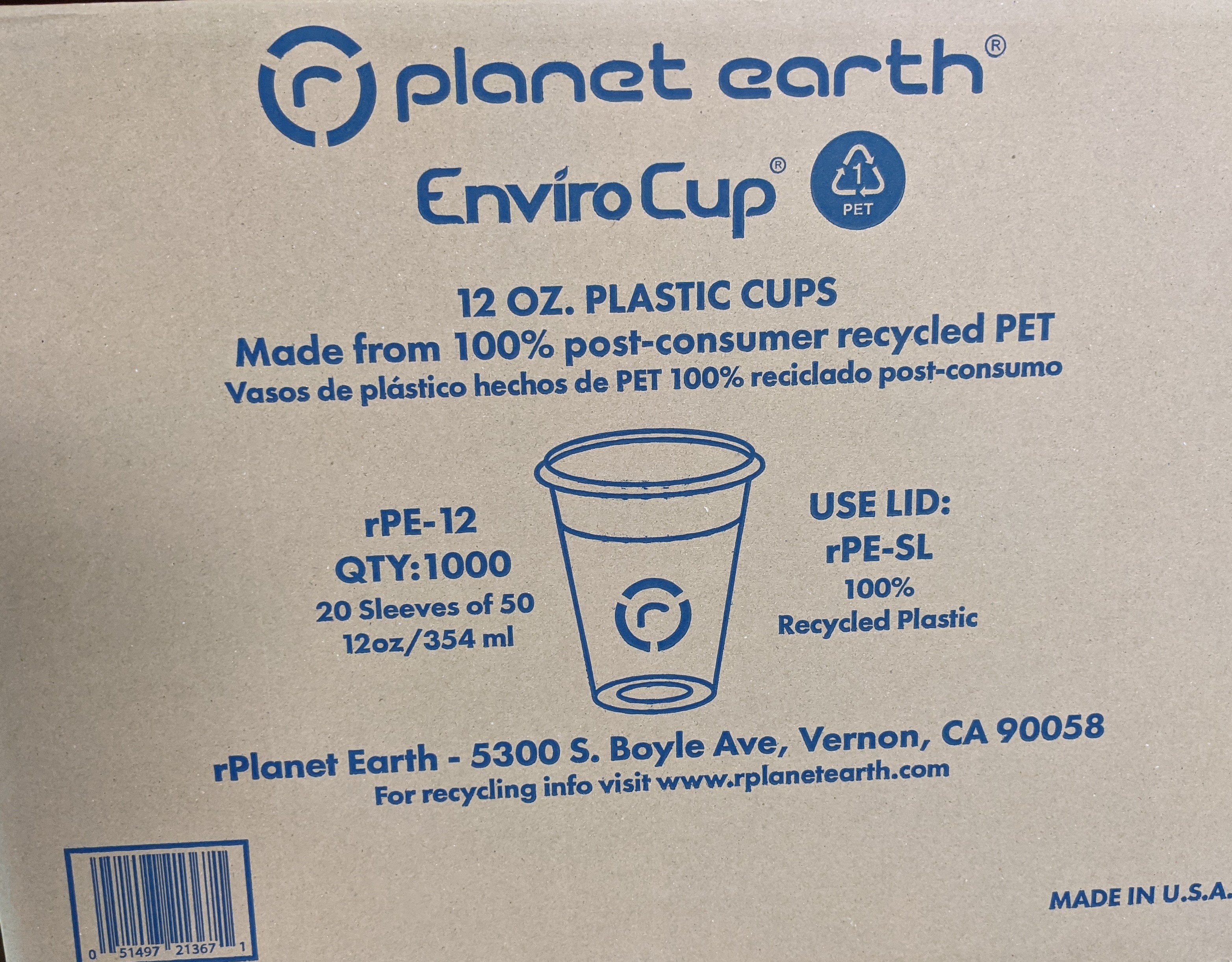 Cup Envirocup 12oz Clear Cold 1000ct - Sold by PACK