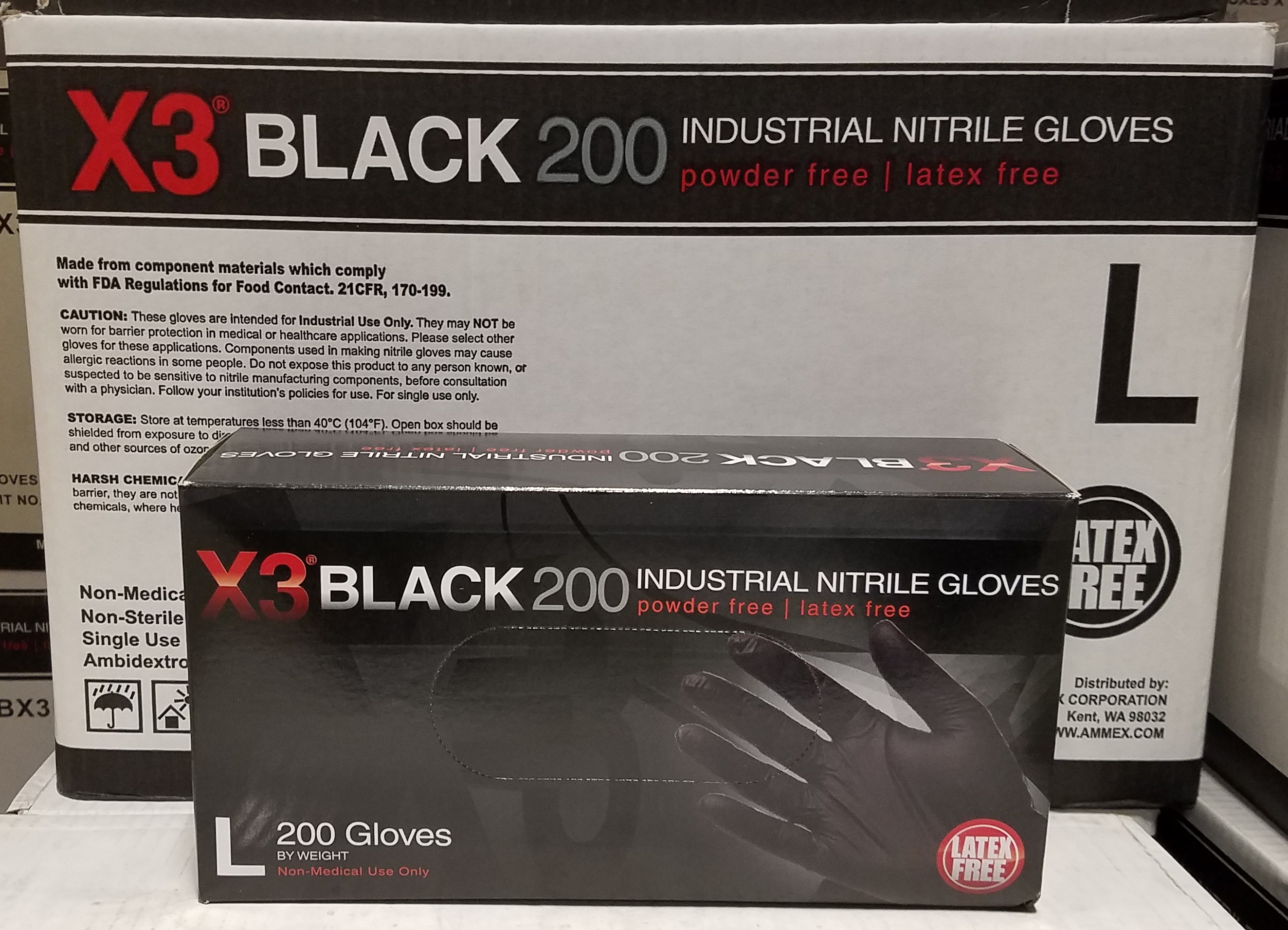 Gloves Black Nitrile Powder Free Large 3mil 10/200ct (D)BX3D - Sold by EA - Click Image to Close