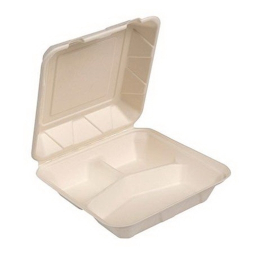 Paper 9in. 3-Compartment Hinged White 200ct - Sold by PACK - Click Image to Close