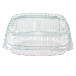 Clear 1 Cmpt Hinged Plastic Container 9x9x2 3/4 Large 200ct - Sold by PACK