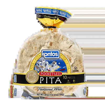 Pita Bread Kontos Greek 7" White Pocket-less 12/10