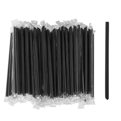 Straws Boba Black 9in Bagged Poly Wrapped 1600ct