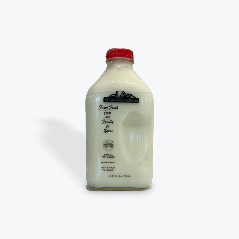Milk Whole Cream Top Non-Homogenized 1 Quart Alaska Range Dairy