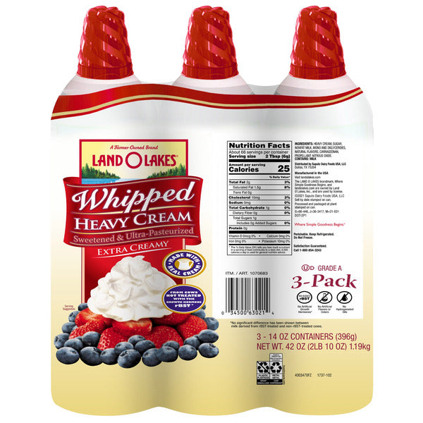 Whipped Cream Cans Land O Lakes 3ct