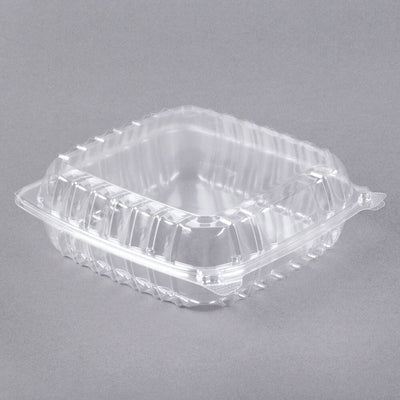 Clear 1 Cmpt Hinged Plastic Container 8x8x2 7/8 Medium 200ct