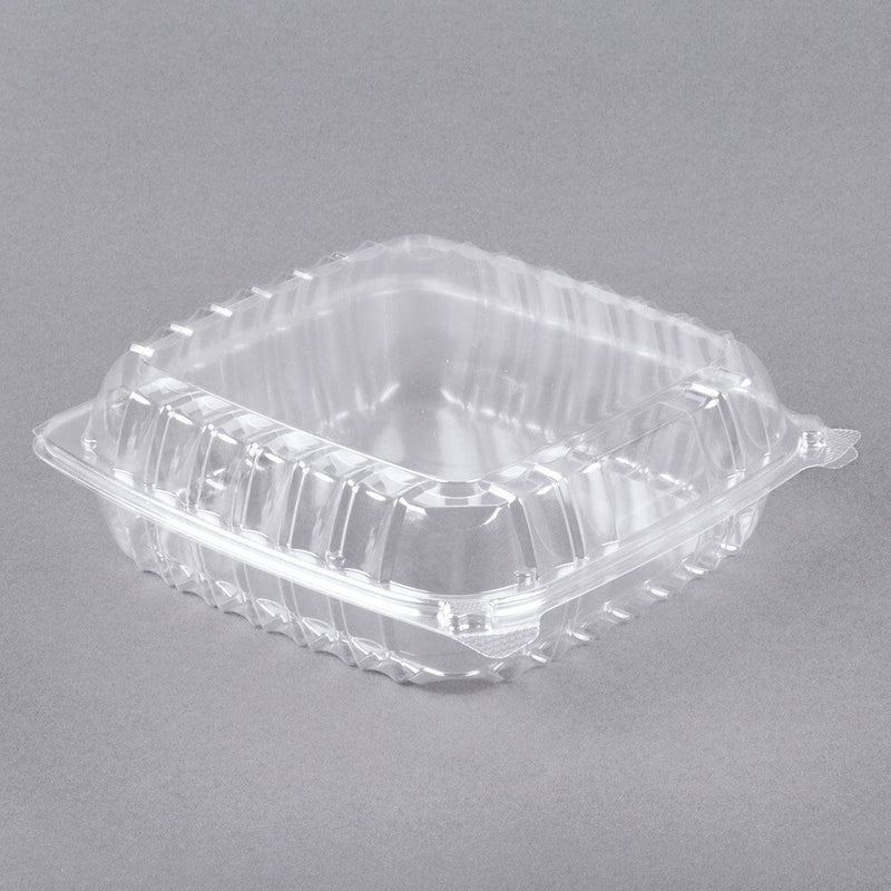 Clear 1 Cmpt Hinged Plastic Container 8x8x2 7/8 Medium 200ct