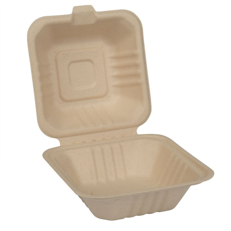 Fiber Molded 6in Clamshell Kraft 500ct