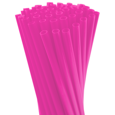 Straws 8in. Pink Neon Fat 2400ct