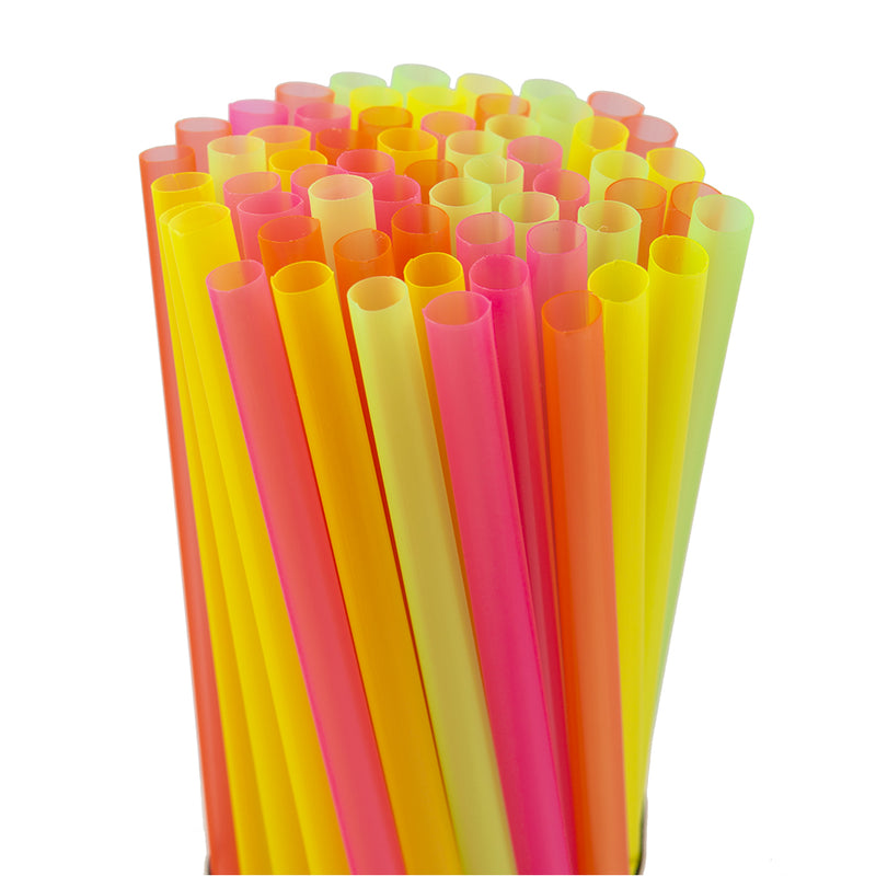 Straws 6in. Assorted Neon Fat 3000
