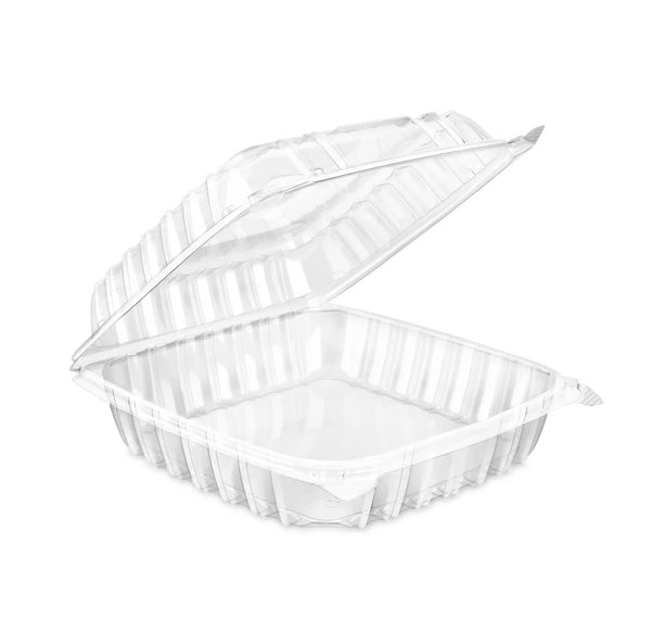 Clear 1 Cmpt Hinged Plastic Container 8x8x2 7/8 Medium 200ct