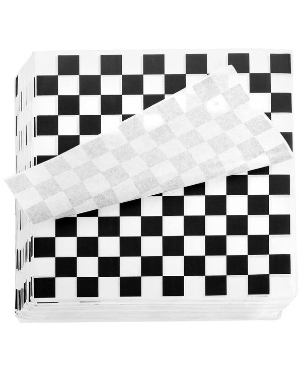 Wax Sheet 12X12 Black Checkered Grease Resistant 5/1000ct