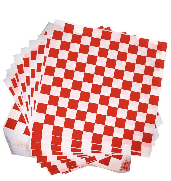 Wax Sheet 12X12 Red Checkered Grease Resistant 5/1000ct