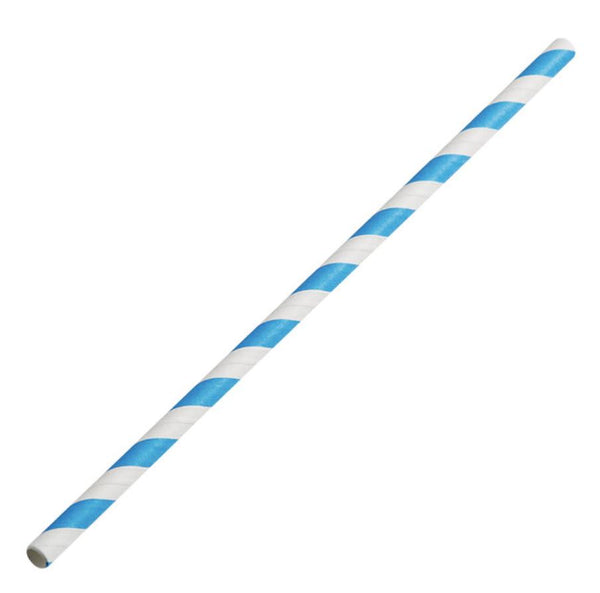 Straws Jumbo Paper 7.75in. Blue Stripe 8/300ct