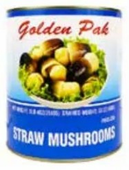 Golden Pak Peeled Straw Mushrooms 100oz Can