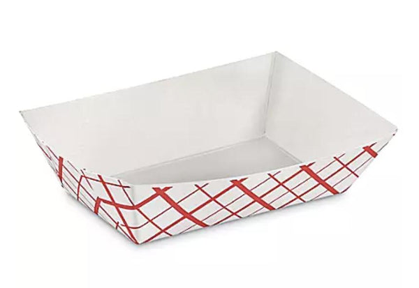 Paper Food Tray 1lb Red/White 4/250