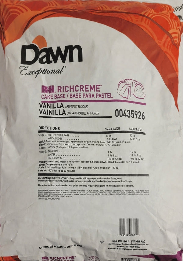 RichCreme Cake Base Vanilla 50lb Dawn (435926)