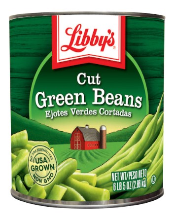 Cut Green Beans Low Sodium #10 Can Libby's