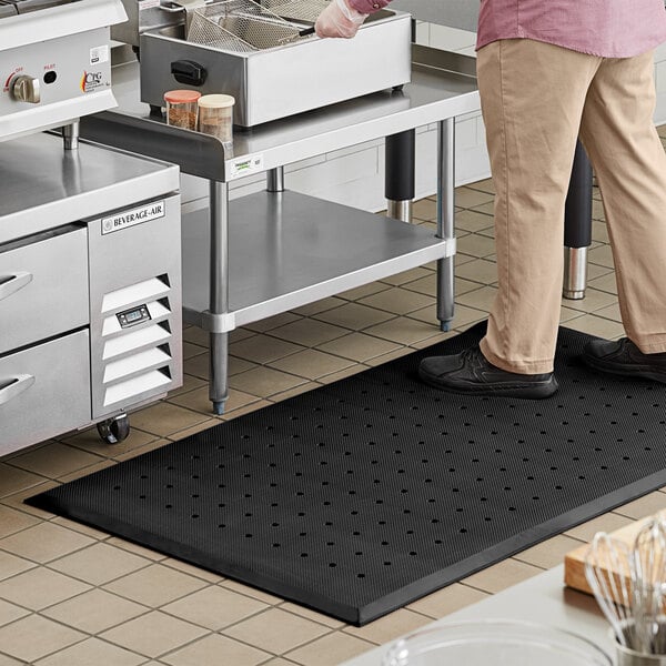 Black Kitchen Mat W/Holes 3'x5'