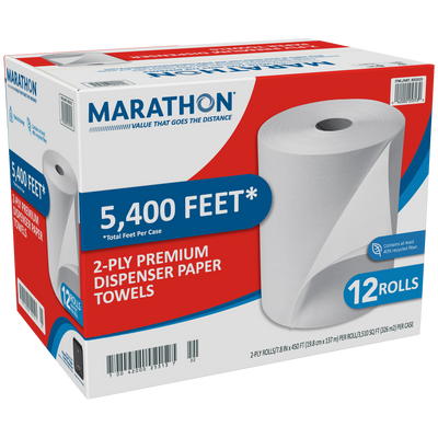 Marathon Dispenser Roll Towels 2-Ply White, 12 ct