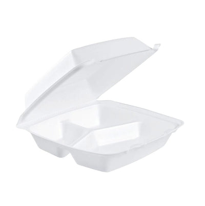 Styro 3-Comp Hinged Container 9x9x3 200ct (Snap it)
